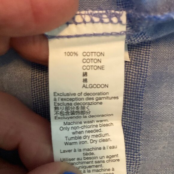 GAP Lightweight Blue Chambray Embroidered V-Neck Tunic L - Picture 6 of 6